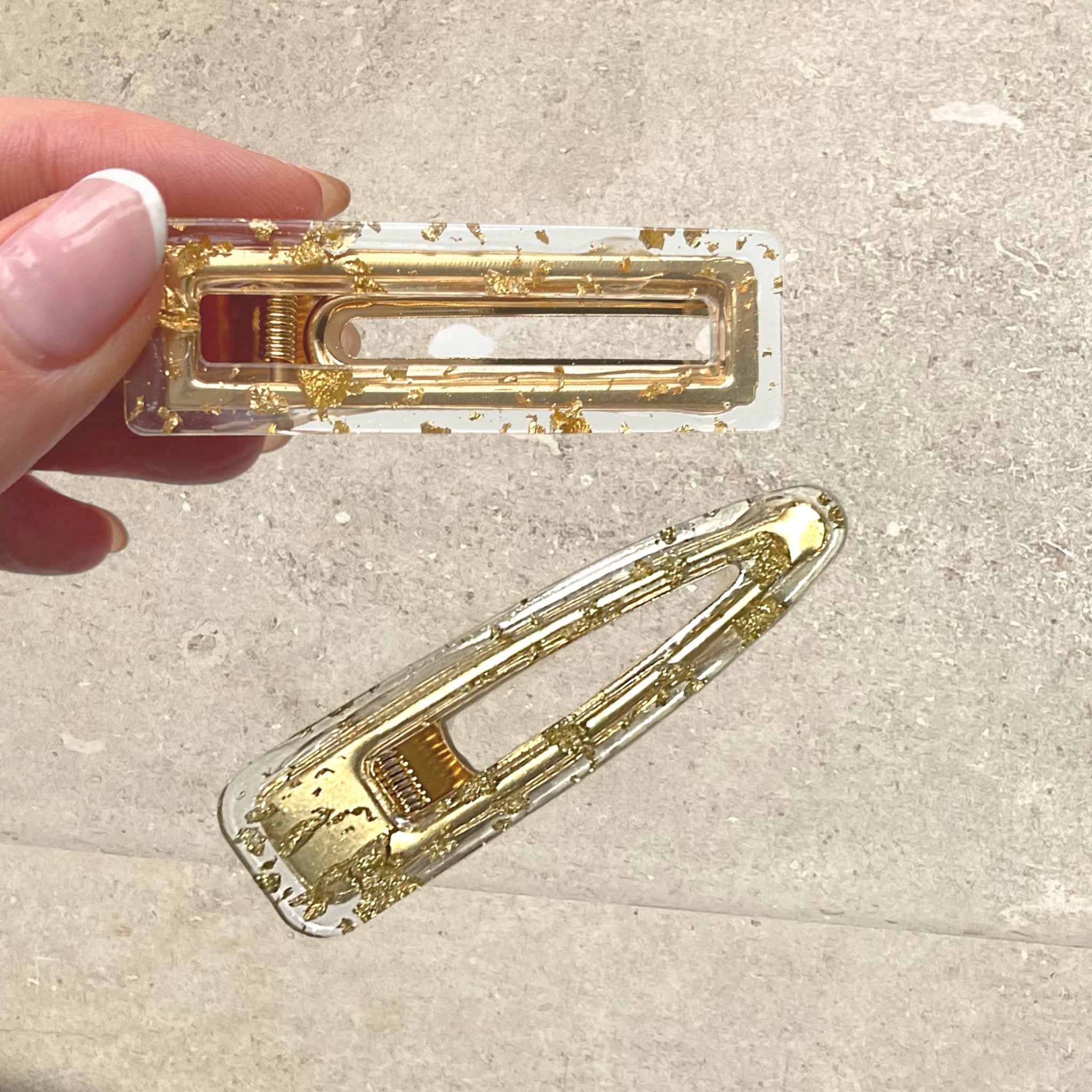 Gold Leaf Resin Hair Clips - Set of 2 - Alice Bow